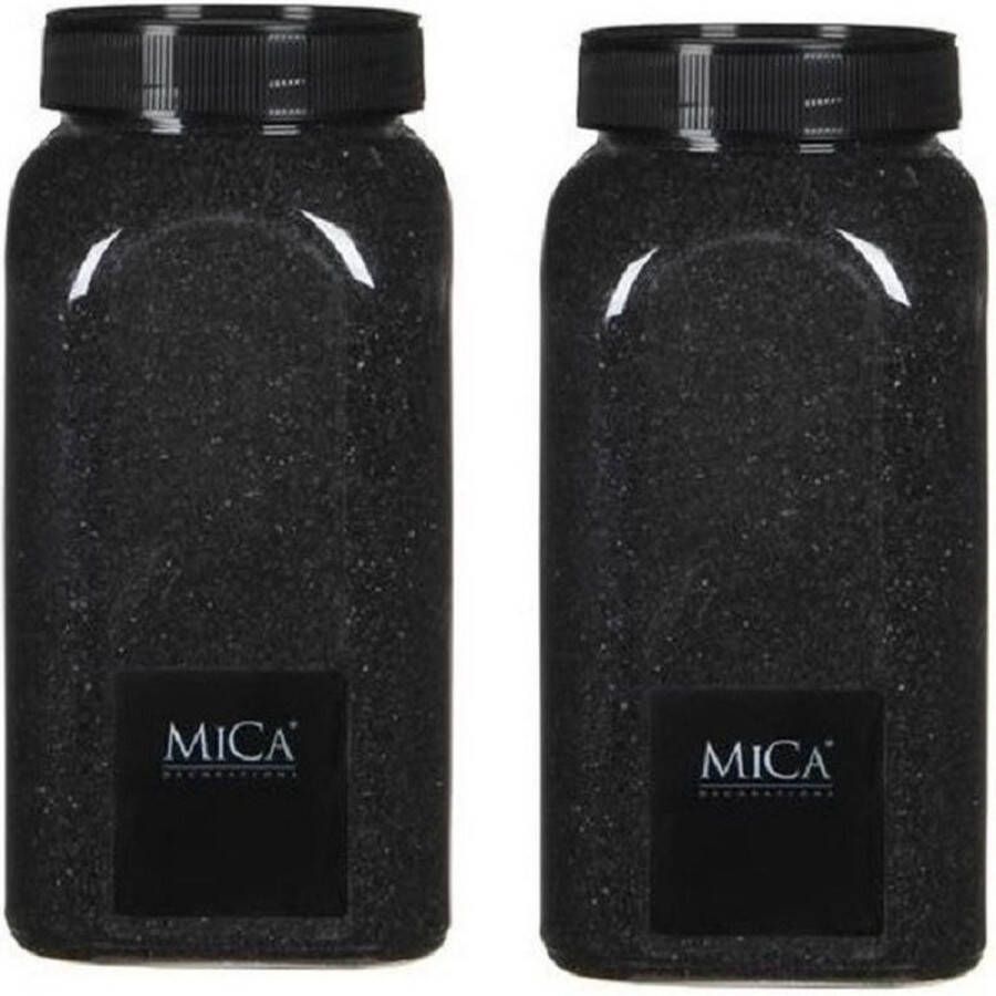 Mica Decorations 2x Decoratie hobby zand zwart 1 kg Home Deco Woonaccessoires decoratie materialen