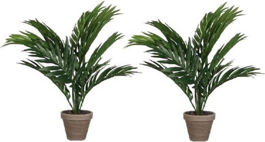 Mica Decorations 2x Groene Areca palm kunstplant in pot 40 cm woonaccessoires woondecoraties Kunstplanten