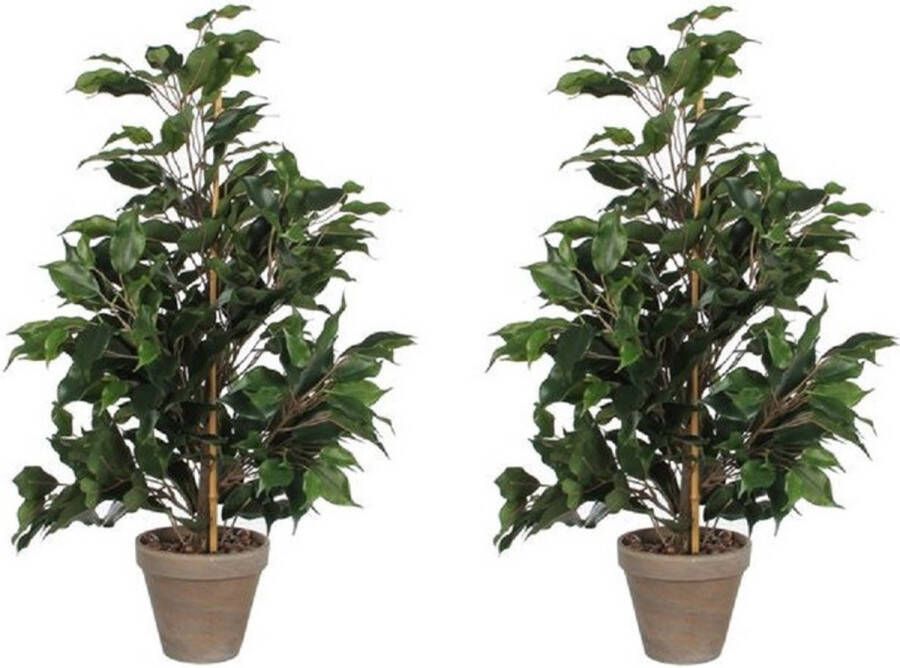 Merkloos Sans marque 2x Groene tropische ficus kunstplant 65 cm voor binnen kunstplanten nepplanten binnenplanten