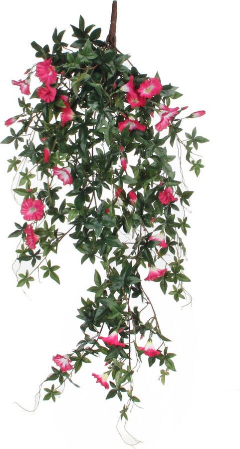 Mica Decorations 2x stuks groene Petunia kunstplant met roze bloemen 80 cm Kunstplanten nepplanten hangplanten