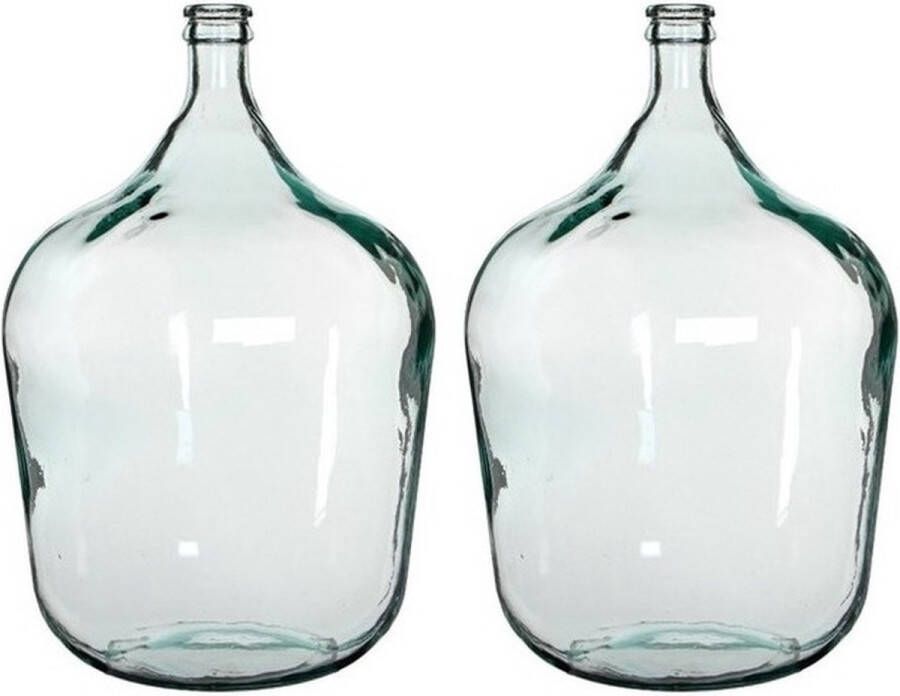 Mica Decorations 2x stuks fles vazen Diego 40 x 56 cm transparant gerecycled glas Vazen