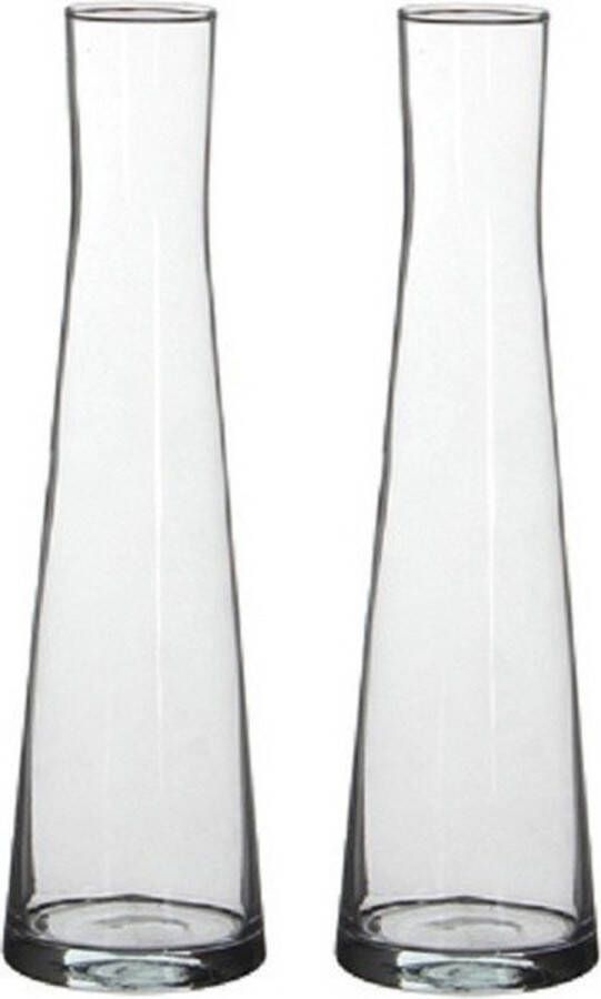 Merkloos Sans marque 2x Uitlopende transparante vaas vazen Ixia 30 x 4 5 cm Home Deco vazen Woonaccessoires 2 stuks