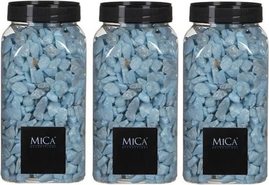 Mica Decorations 3x Decoratie hobby steentjes licht blauw 650 ml Home Deco Woonaccessoires Decoratie materialen