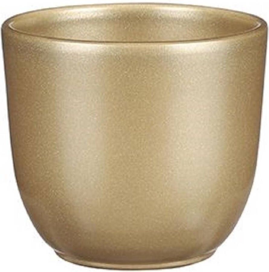 Mica Decorations 3x stuks bloempot goud keramiek voor kamerplant H9 x D10 cm plantenpotten