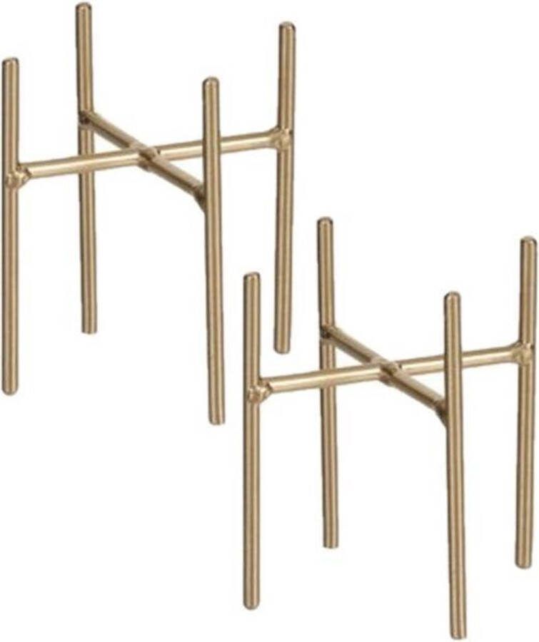 Mica Decorations 3x stuks plantenstandaard voet Ascot goud 10 x 9 cm Plantenkrukjes Ophogers