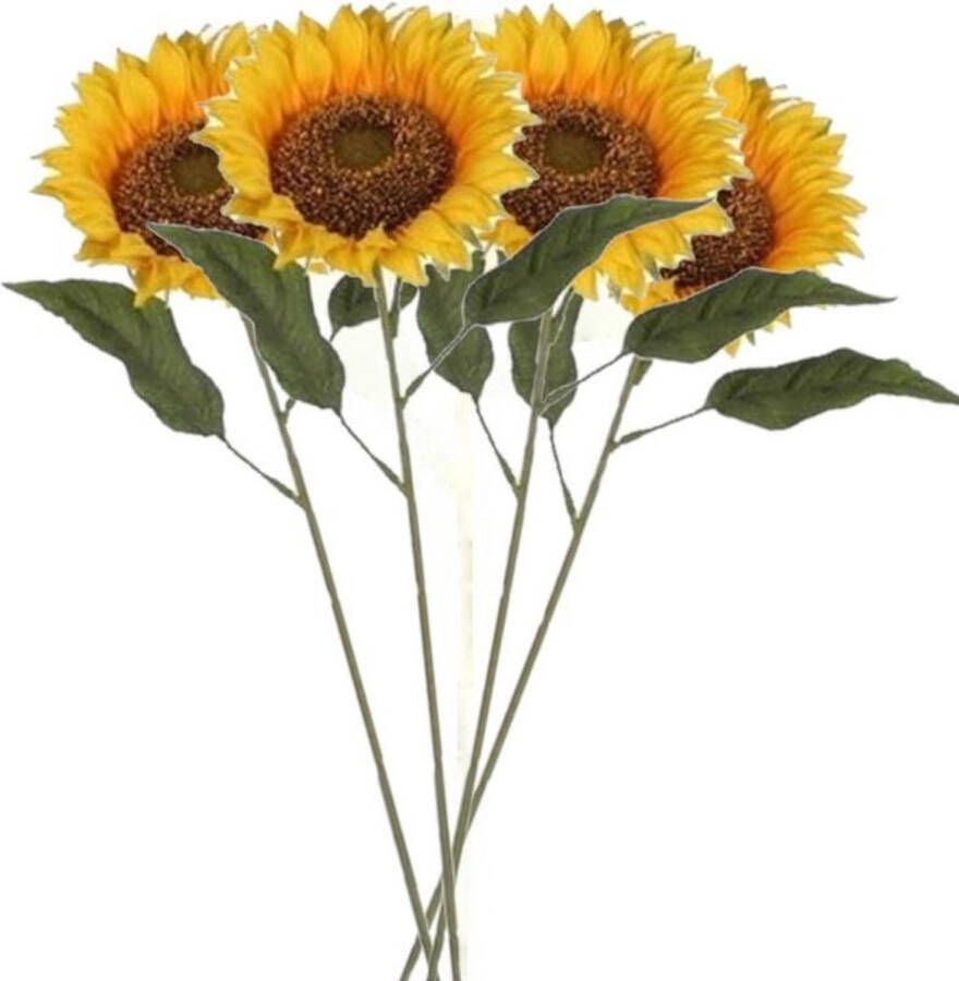 Mica Decorations 4x stuks gele zonnebloemen kunstbloemen 70 cm Kunstbloemen boeketten