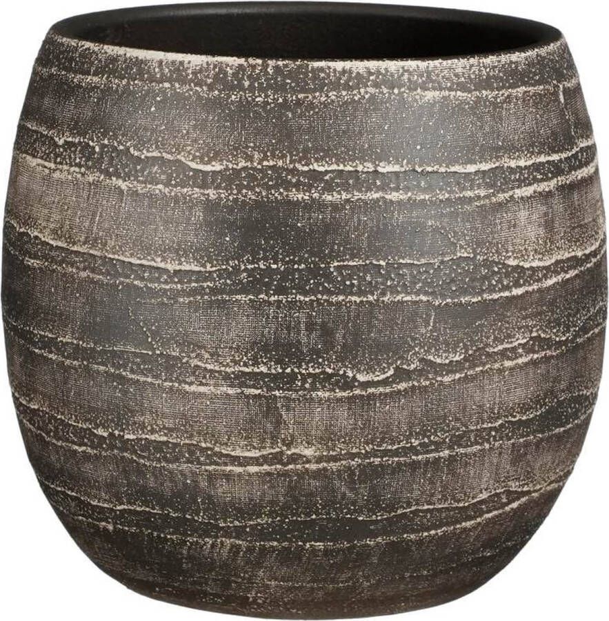 Mica Decorations Bloempot Alentejo 27x27x24 Cm Terracotta Zwart