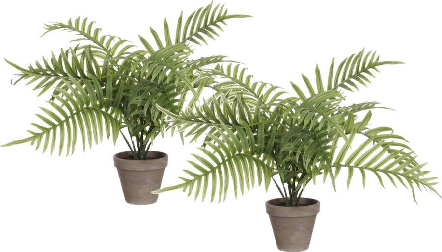 Mica Decorations Palm kunstplant struik 2x groen H53 x D45 cm Kunstplanten