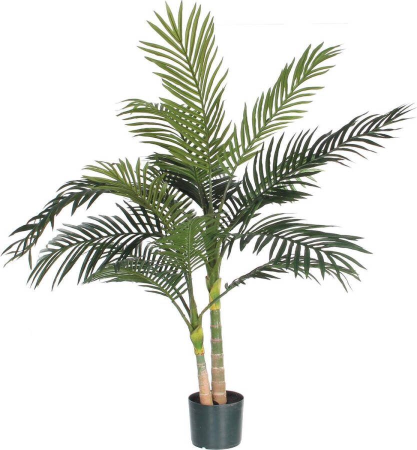 Mica Decorations Groene Areca goudpalm palmen kunstplanten 120 cm met zwarte pot Kunstplanten
