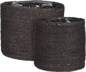 Mica Decorations Atlantic Mand voor Planten Set van 2 H26 x Ø30 cm Grijs