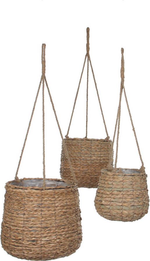 Mica Decorations Avalon Hangende Mand voor Planten Set van 3 H90 x Ø30 cm Zeegras Lichtbruin