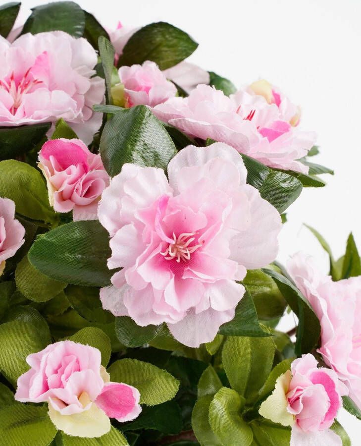 Mica Decorations Groene Azalea kunstplant met roze bloemen 27 cm in pot stan grey Kunstplanten nepplanten