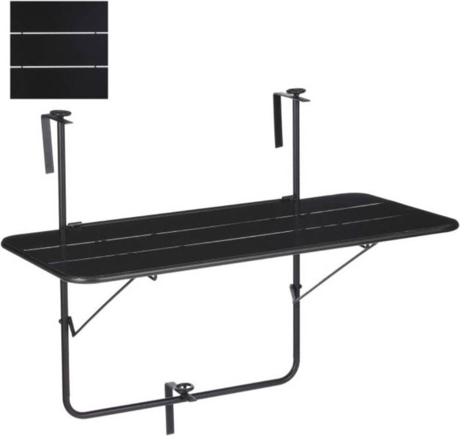 Mica Decorations Balkontafel zwart inklapbaar L88 x B51 5 x H67cm