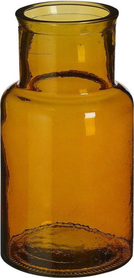 Mica Decorations Bloemenvaas Garcia gerecycled glas amber geel transparant D15 x H28 cm Vazen