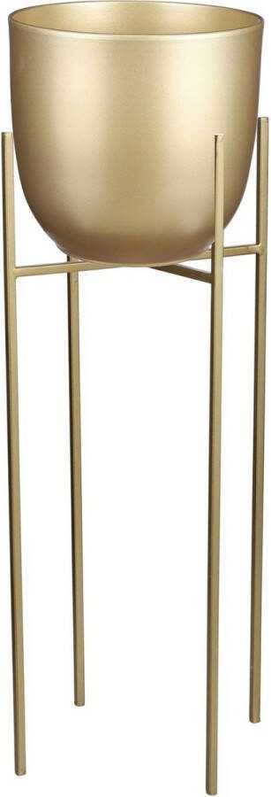 Mica Decorations Bloempot D25 Cm Goud Met Plantenpot Verhoger Goud metaal Van 55 Cm Plantenpotten