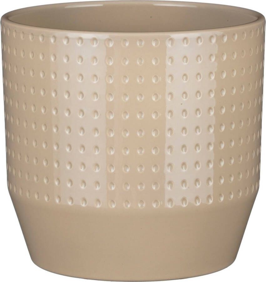 Mica Decorations Bloempot model Nola beige D20 x H18 cm relief dots