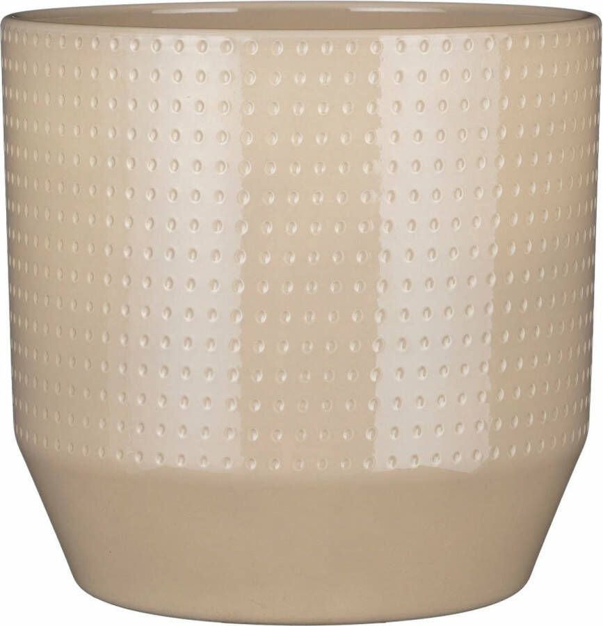 Mica Decorations Bloempot model Nola beige D27 x H26 cm relief dots