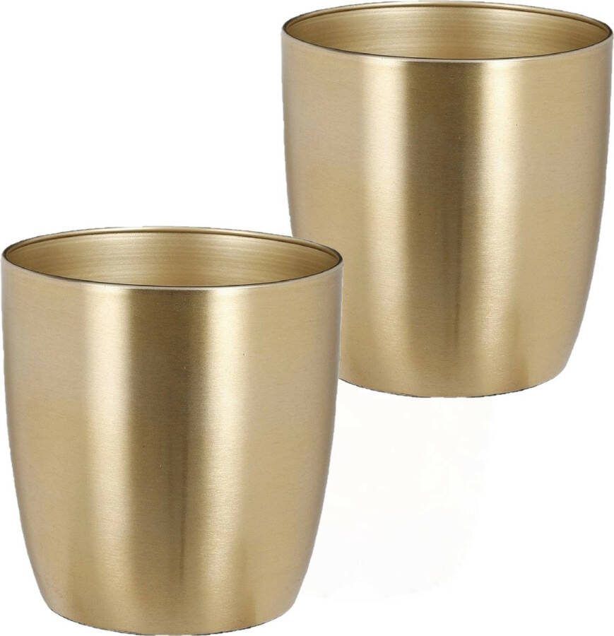 Mica Decorations Bloempot plantenpot 2 stuks goud D24 en H23 cm