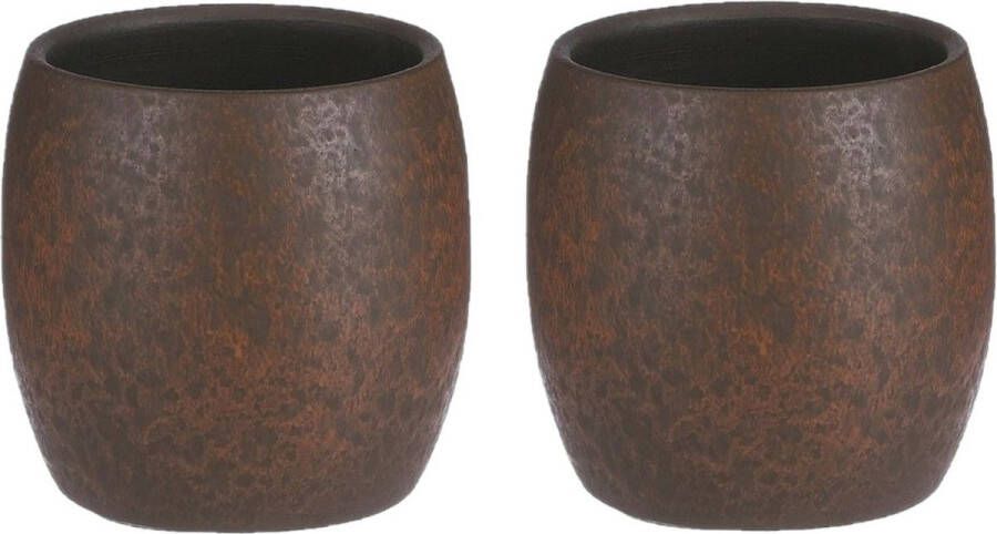 Mica Decorations Bloempot plantenpot 2x roest terracotta bruin voor kamerplant H14 x D16 cm