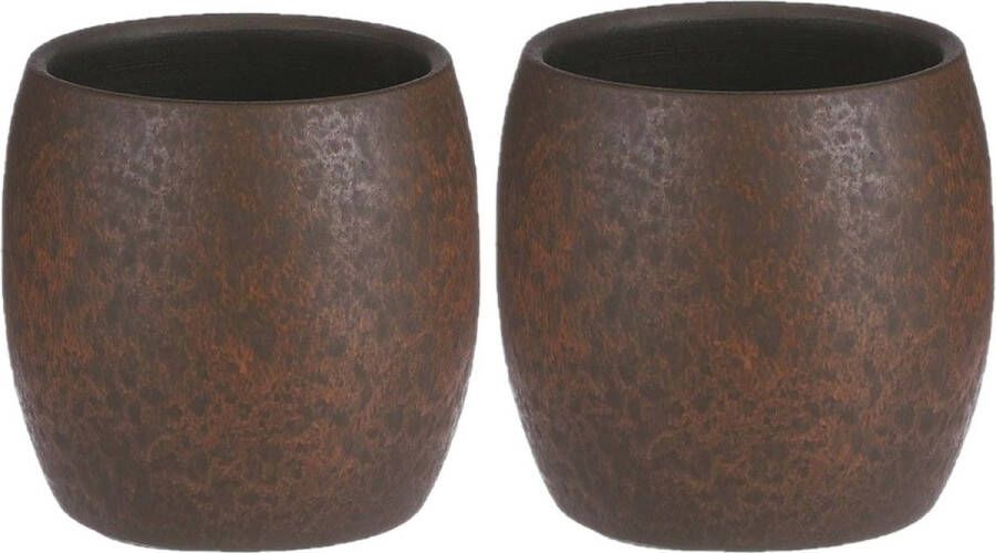 Mica Decorations Bloempot plantenpot 2x roest terracotta bruin voor kamerplant H18 x D20 cm