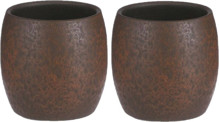 Mica Decorations Bloempot plantenpot 2x roest terracotta bruin voor kamerplant H22 x D24 cm