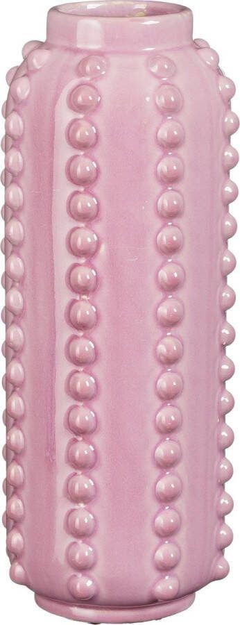 Mica Decorations Bloemenvaas boaz gebobbeld roze 30 x 11 cm Vazen