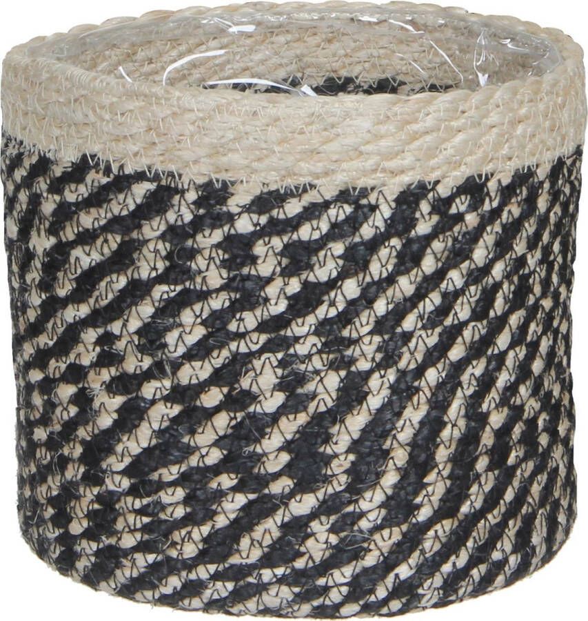 Mica Decorations Naturel Zwart Rotan Planten Pot Mand Van Gedraaid Jute riet H20 En D20 Cm Plantenpotten