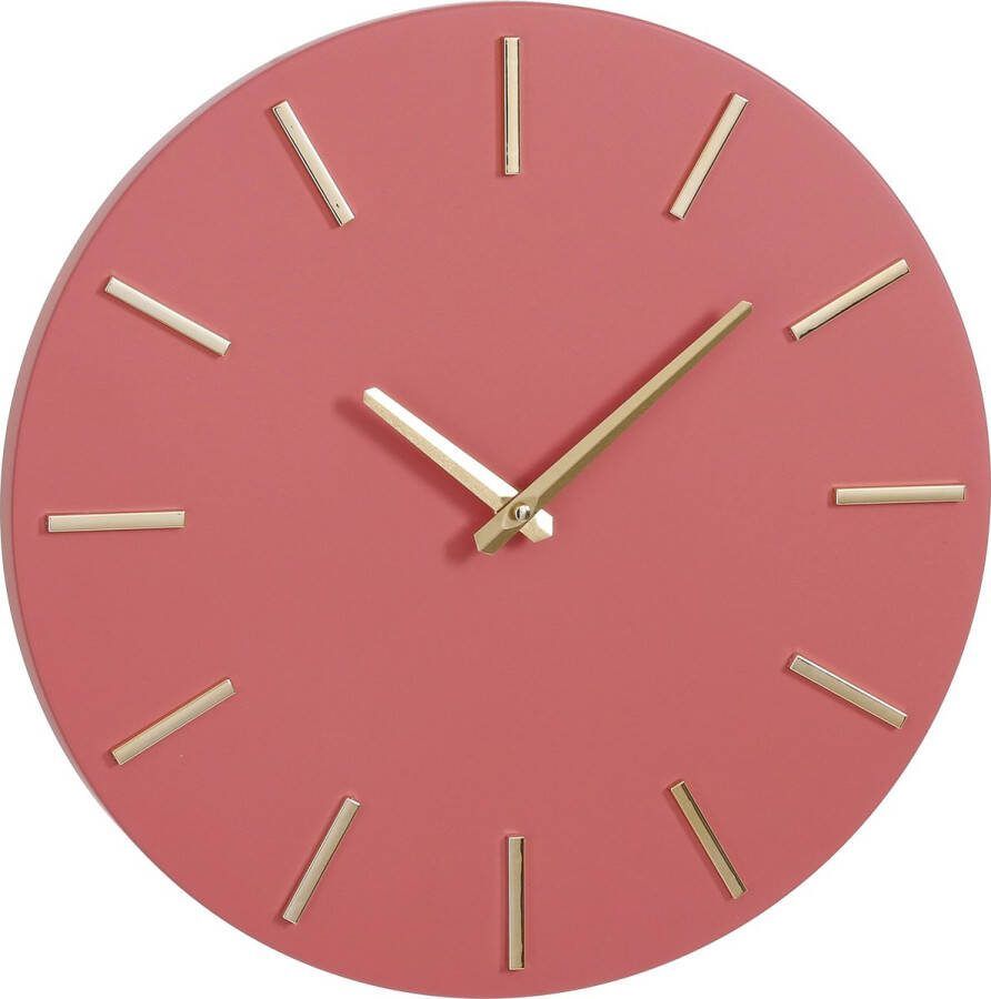 Mica Decorations Wandklok roze goud kunststof Dia 50 cm Wandklokken