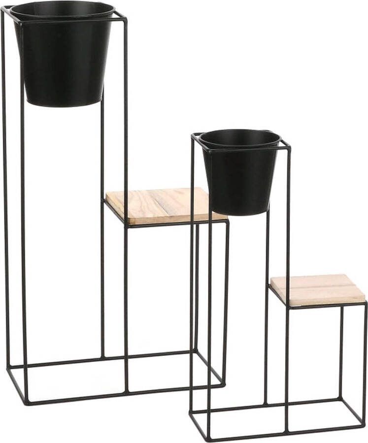 Mica Decorations Zuil Caitlin 38x19x71 Cm Metaal Zwart Set Van 2