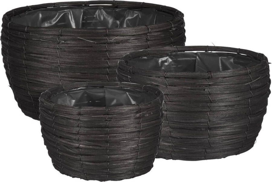 Mica Decorations CLEAVE MAND VOOR PLANTEN SET VAN 3 H16 X Ø31 CM ZWART