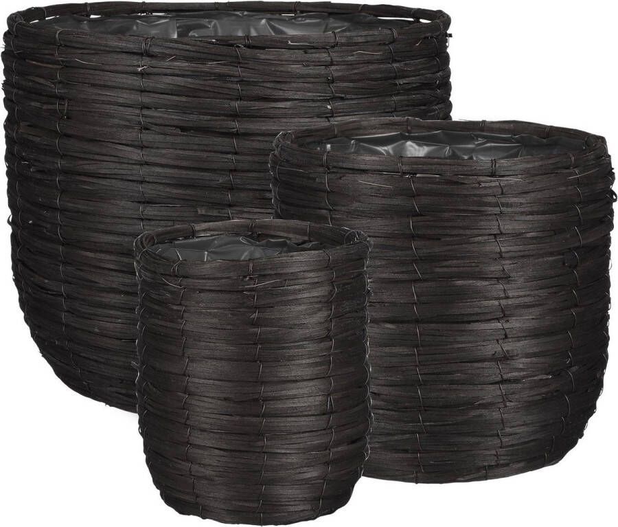 Mica Decorations CLEAVE MAND VOOR PLANTEN SET VAN 3 H30 X Ø36 CM ZWART
