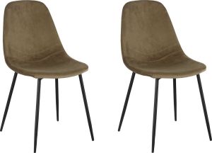 Mica Decorations Corby Eetkamerstoel Set van 2 Gerecycled polyester Donkergroen