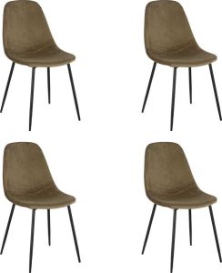 Mica Decorations Corby Eetkamerstoel Set van 4 Gerecycled polyester Donkergroen