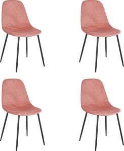 Mica Decorations Corby Eetkamerstoel Set van 4 Gerecycled polyester Donkerroze