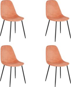 Mica Decorations Corby Eetkamerstoel Set van 4 Gerecycled polyester Roze