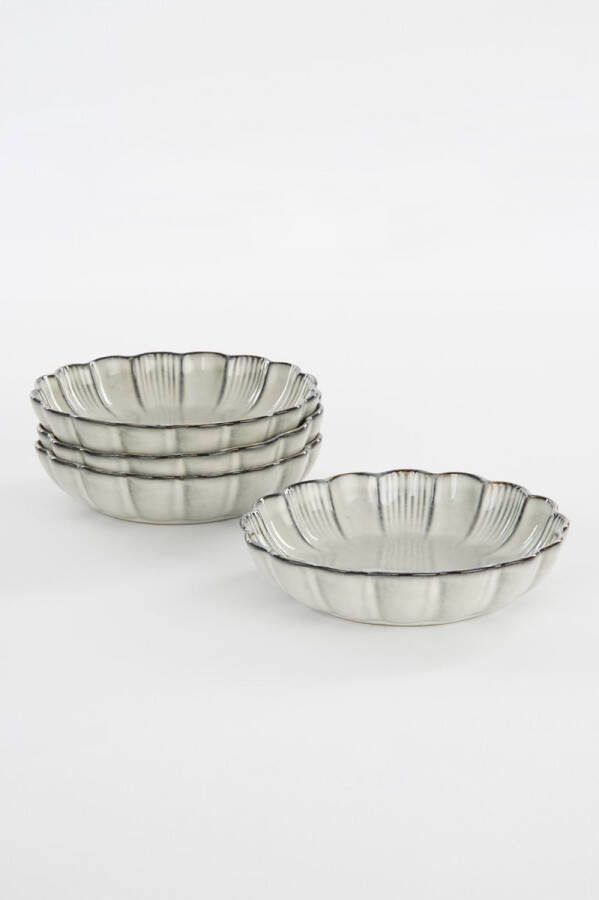 Mica Decorations Corfu Schaal Set van 4 H5 x Ø18 5 cm Keramiek Grijs