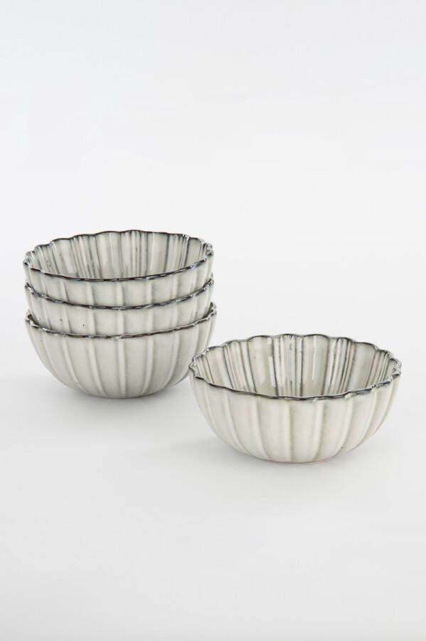 Mica Decorations Corfu Schaal Set van 4 H9 x Ø17 cm Keramiek Grijs