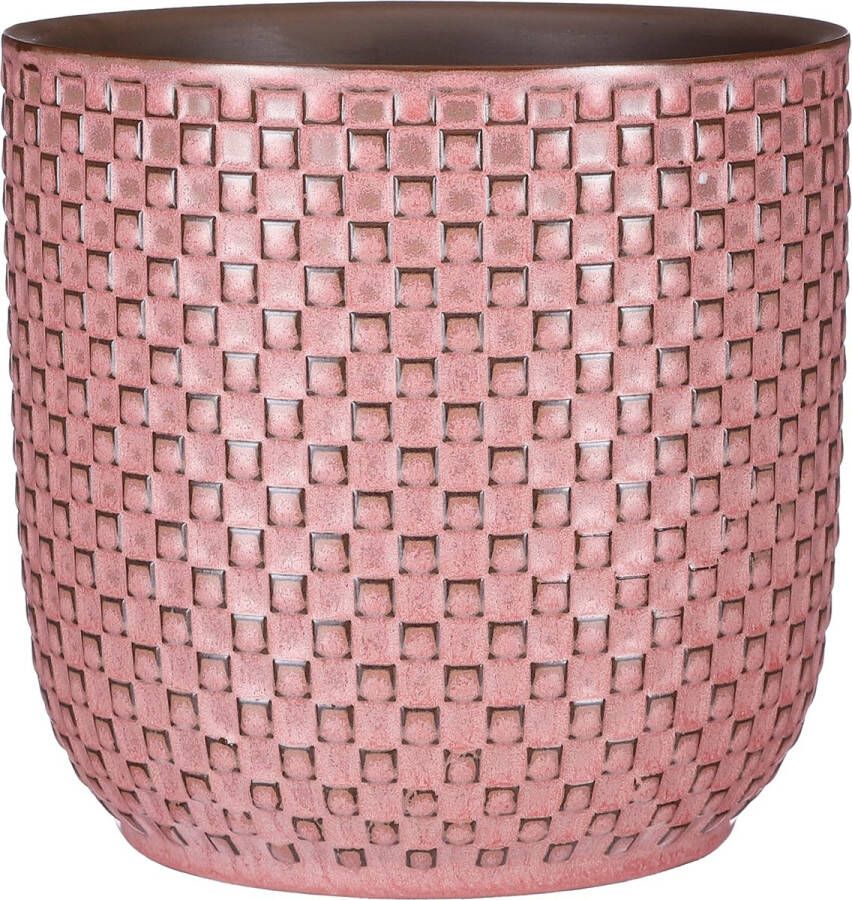 Mica Decorations Plantenpot bloempot Keramiek Roze Stijlvol Patroon D19 En H17.5 Cm Plantenpotten