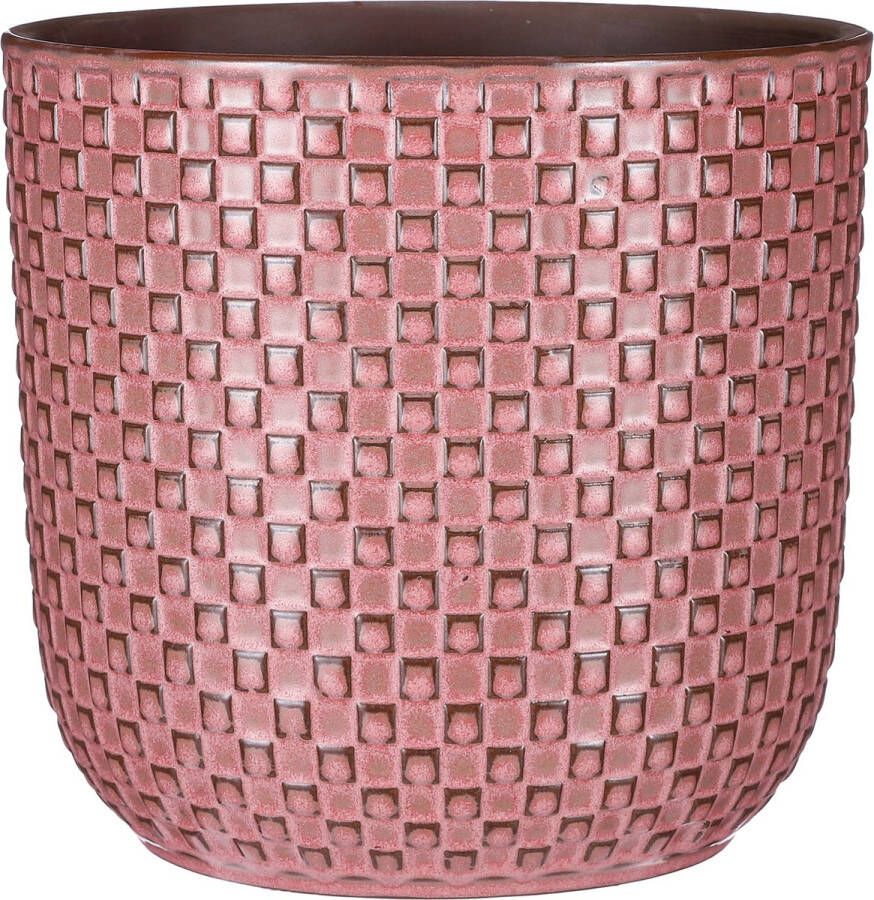 Mica Decorations Plantenpot bloempot Keramiek Roze Stijlvol Patroon D21.5 En H20.5 Cm Plantenpotten