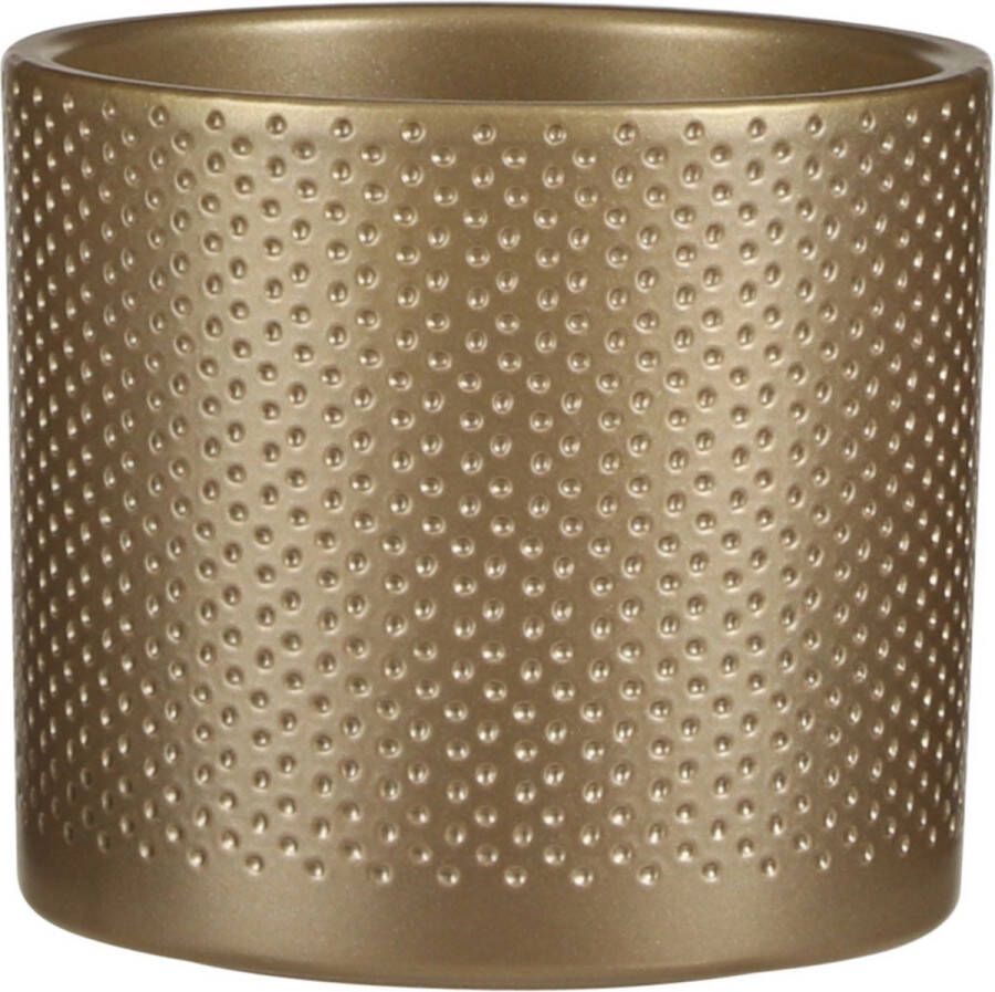 Mica Decorations Bloempot goud relief keramiek 13 x 12 cm plantenpotten binnen