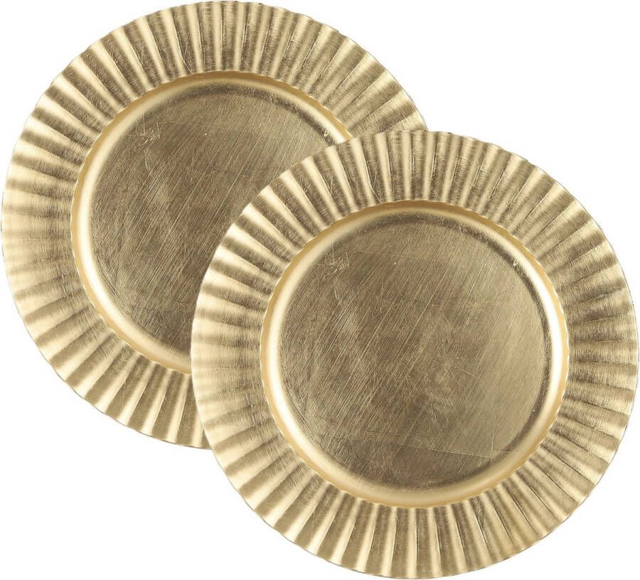 Mica Decorations Diner kerstdiner onderborden 2x st goud D33 x H2 cm kunststof