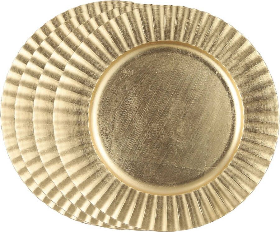 Mica Decorations Diner kerstdiner onderborden 4x st goud D33 x H2 cm kunststof