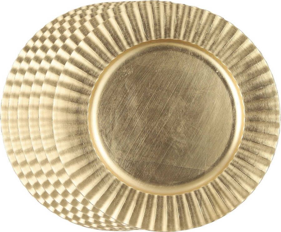 Mica Decorations Diner kerstdiner onderborden 6x st goud D33 x H2 cm kunststof