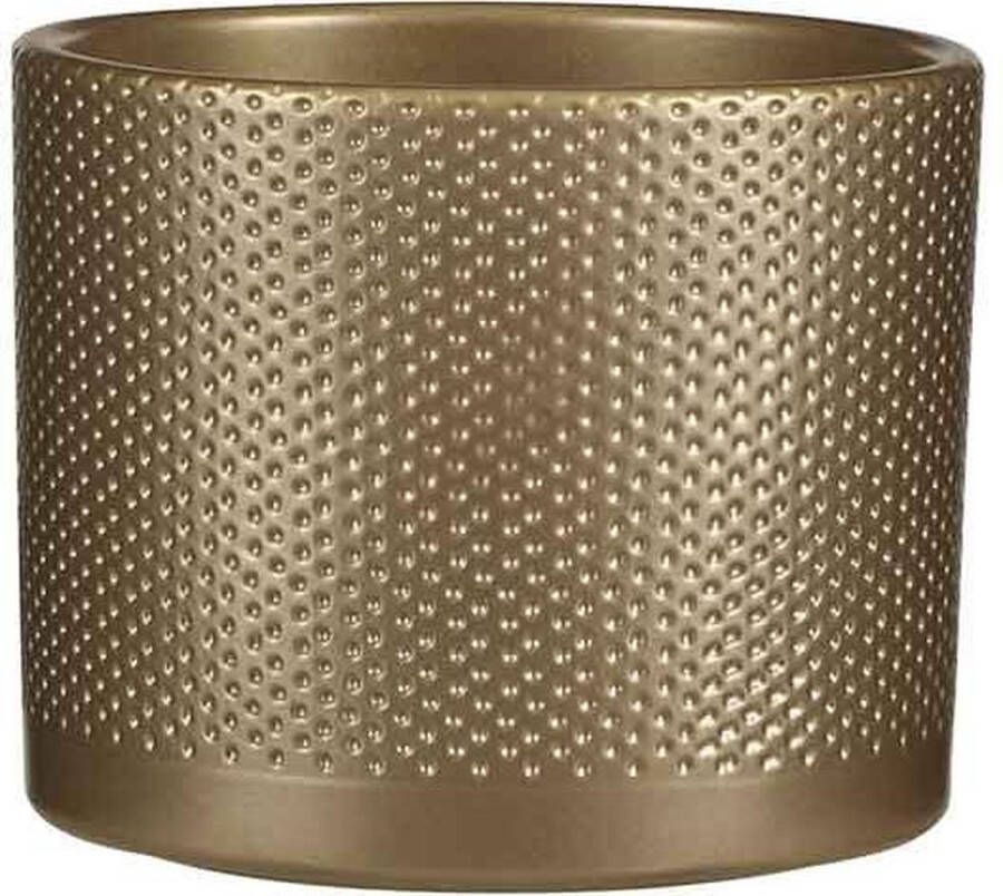 Mica Decorations Bloempot In Het Relief Goud Keramiek Voor Kamerplant H14.5 X D17.5 Cm Plantenpotten