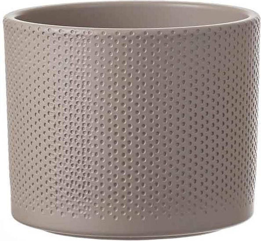 Mica Decorations Bloempot In Het Relief Taupe Keramiek Voor Kamerplant H14.5 X D17.5 Cm Plantenpotten
