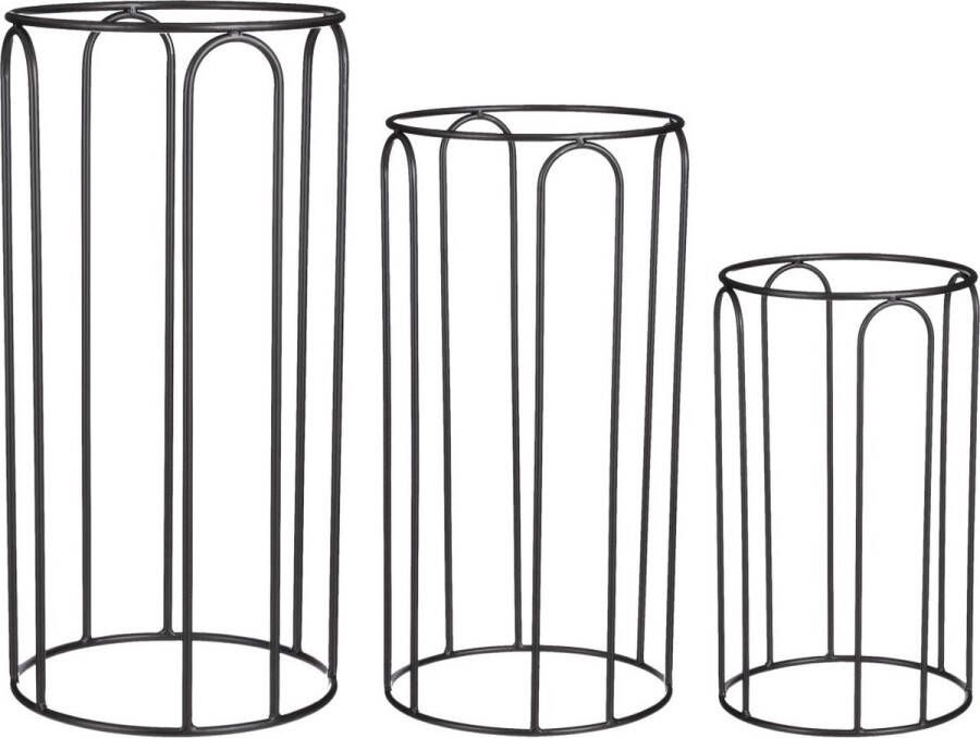 Mica Decorations Erny Plantenstandaard H70xØ34 cm Zwart 3 Stuks