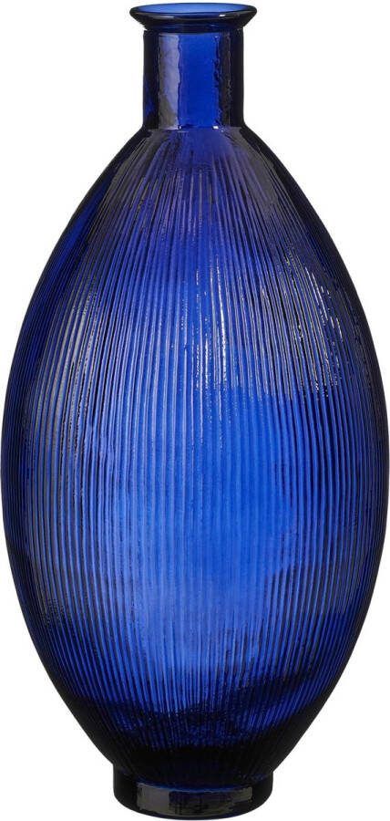 Mica Decorations Firenza Fles Vaas H59 x Ø29 cm Gerecycled Glas Donkerblauw