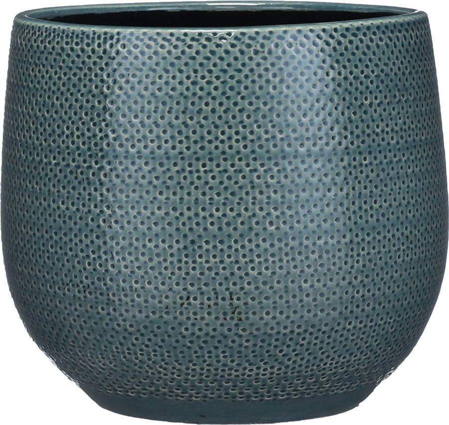 Mica Decorations Bloempot Midnight Blauw Ribbels Keramiek Voor Kamerplant H20 X D25 Cm Plantenpotten