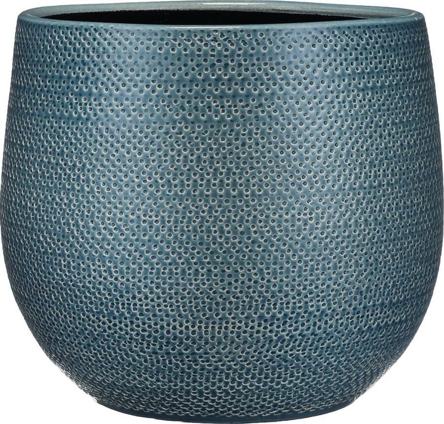 Mica Decorations Bloempot Midnight Blauw Ribbels Keramiek Voor Kamerplant H25 X D29 Cm Plantenpotten