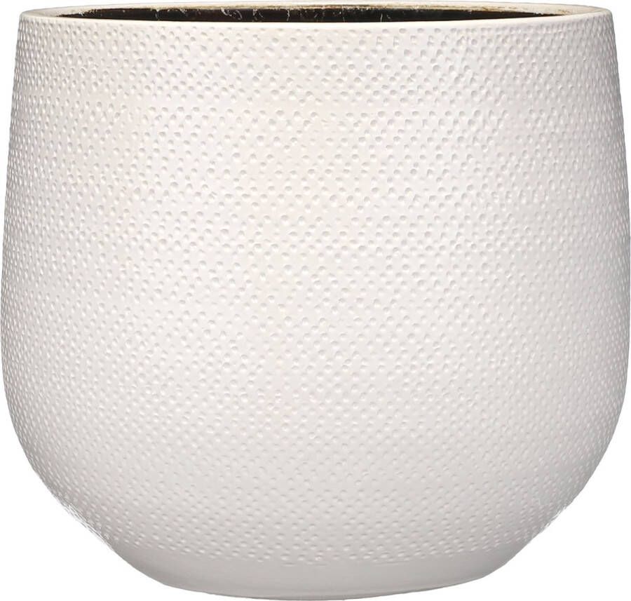 Mica Decorations Bloempot Wit Ribbels Keramiek Voor Kamerplant H25 X D29 Cm Plantenpotten